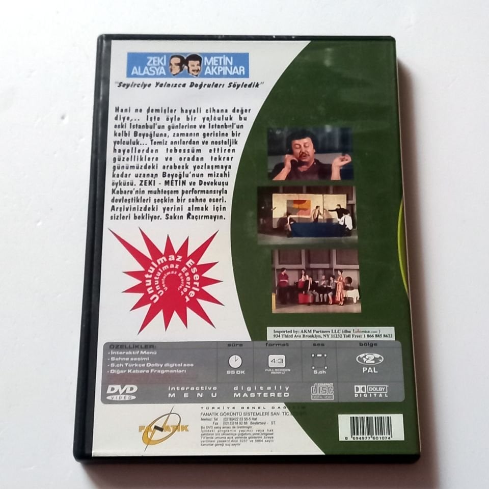 BEYOĞLU BEYOĞLU 1 - DEVEKUŞU KABARE - METİN AKPINAR, ZEKİ ALASYA - DVD 2.EL