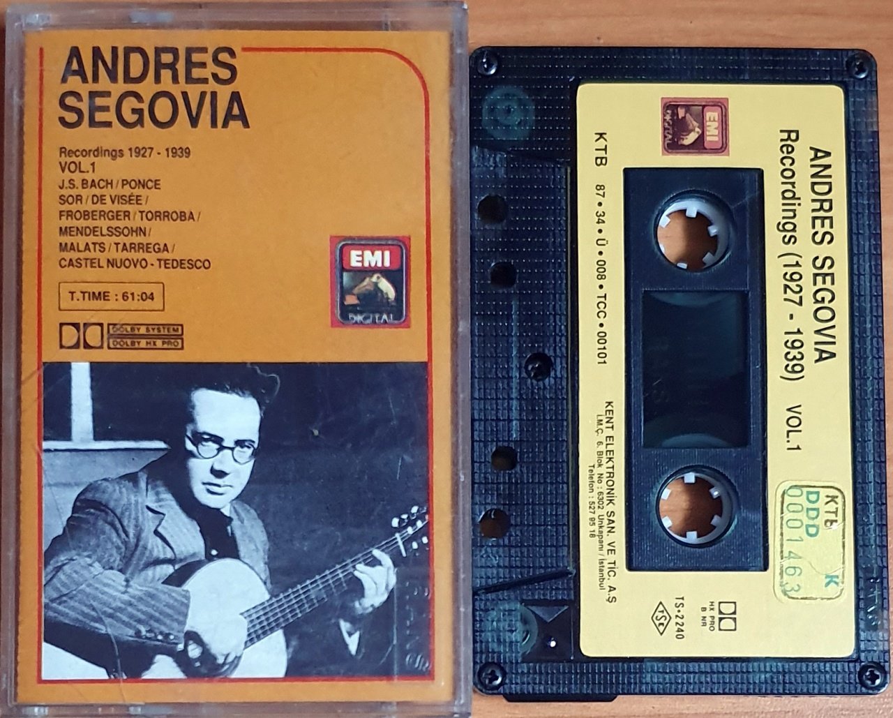 ANDRES SEGOVIA - RECORDINGS [1927-1939] VOL.1 (1987) - KASET KENT 2.EL