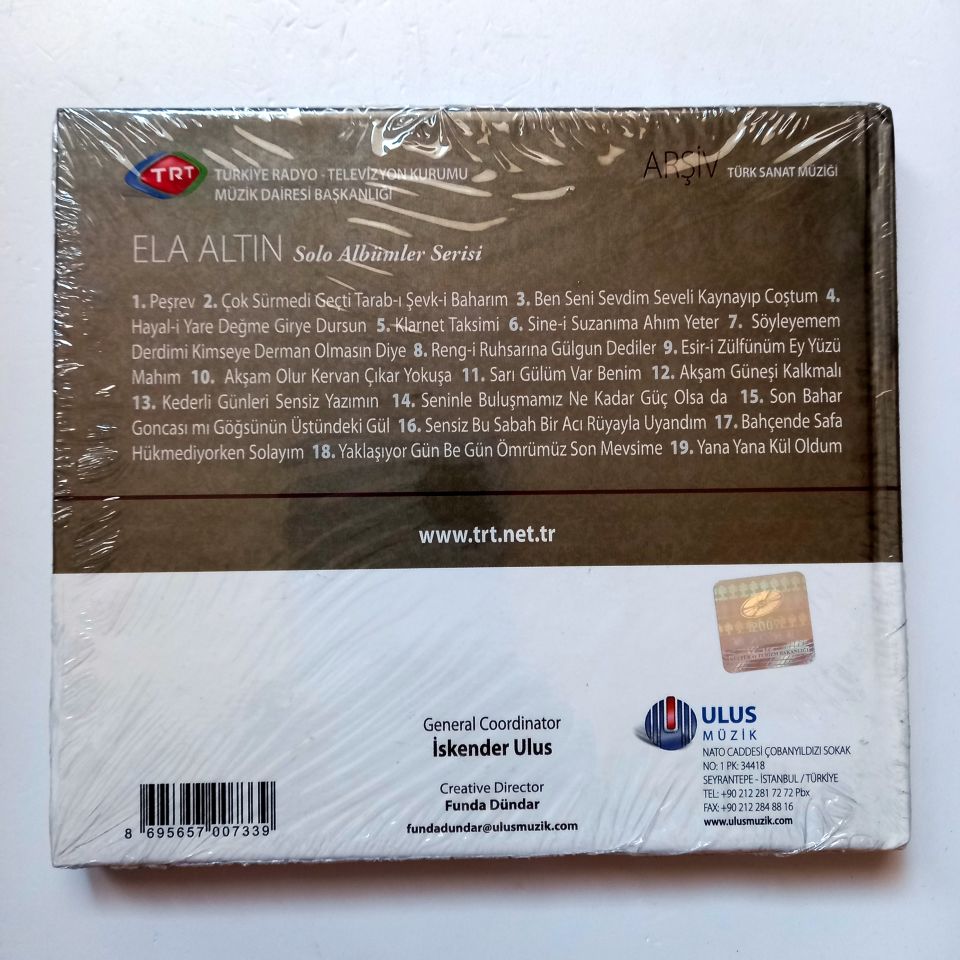 ELA ALTIN / TÜRK SANAT MÜZİĞİ / TRT ARŞİV SERİSİ 159 - CD SIFIR