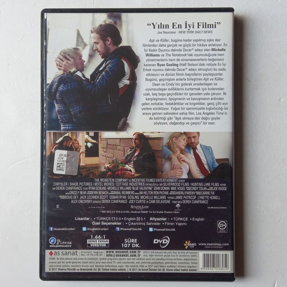 AŞK VE KÜLLER / BLUE VALENTINE - RYAN GOSLING, MICHELLE WILLIAMS - DVD 2.EL