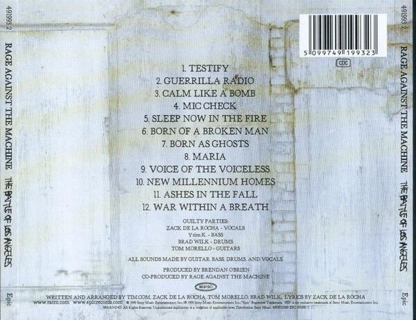 RAGE AGAINST THE MACHINE – THE BATTLE OF LOS ANGELES (1999) - CD REISSUE JEWEL CASE AMBALAJINDA SIFIR