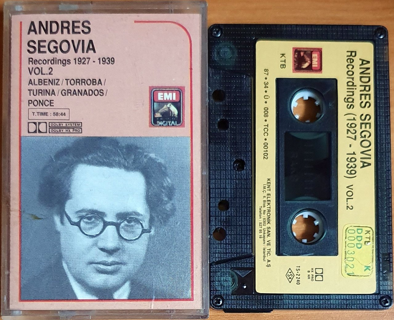 ANDRES SEGOVIA - RECORDINGS [1927-1939] VOL.2 (1987) - KASET KENT 2.EL