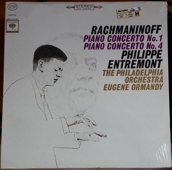 RACHMANINOV: PIANO CONCERTOS NOS. 1&4, PHILIPPE ENTREMONT, PHILADELPHIA ORCHESTRA, EUGENE ORMANDY - LP SIFIR