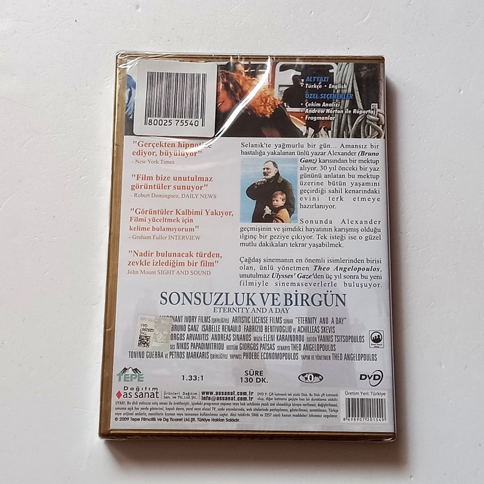 SONSUZLUK VE BİR GÜN / ETERNITY AND A DAY - BRUNO GANZ, ISABELLA RENAULD - YÖN.: THEO ANGELOPOULOS - DVD SIFIR