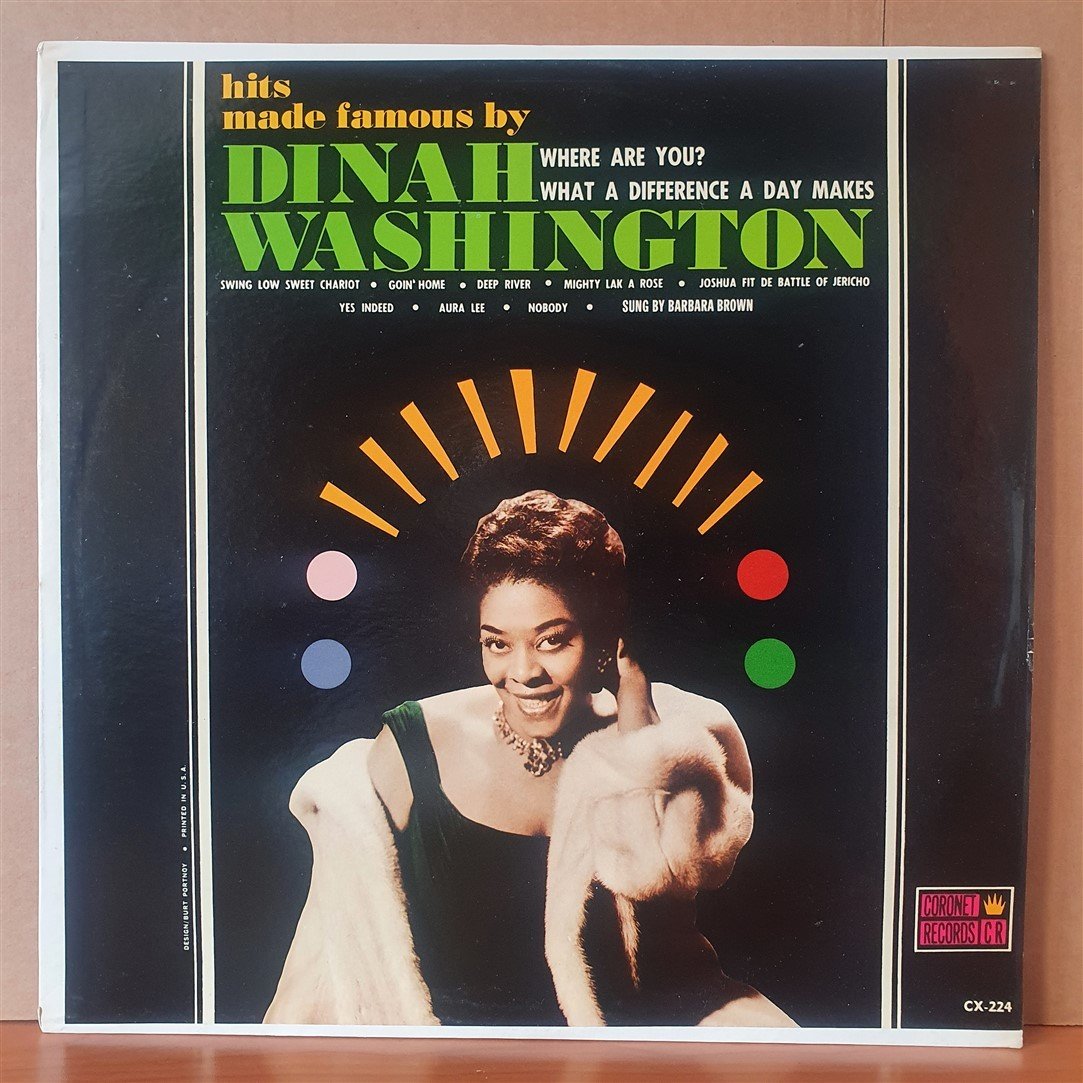 DINAH WASHINGTON - HITS MADE FAMOUS BY (1964) - LP 2.EL PLAK