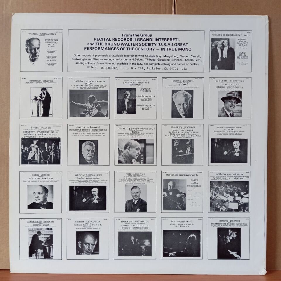 BRONISLAW HUBERMAN PLAYS J. S. BACH: VIOLIN WORKS / VIENNA PHILHARMONIC (1976) - LP 2.EL PLAK