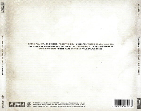 GOJIRA – FROM MARS TO SIRIUS (2005) - CD REISSUE JEWEL CASE AMBALAJINDA SIFIR