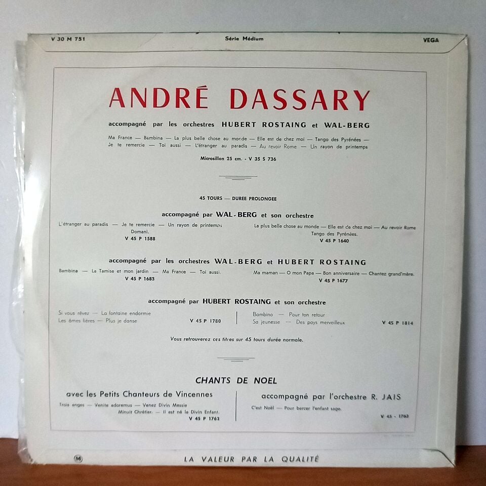 ANDRE DASSARY ORCHESTRE SOUS LA DIRECTION DE MARCEL CARIVEN – 15 AIRS D\'OPERETTES JAMAIS OUBLIEES - LP 2.EL PLAK