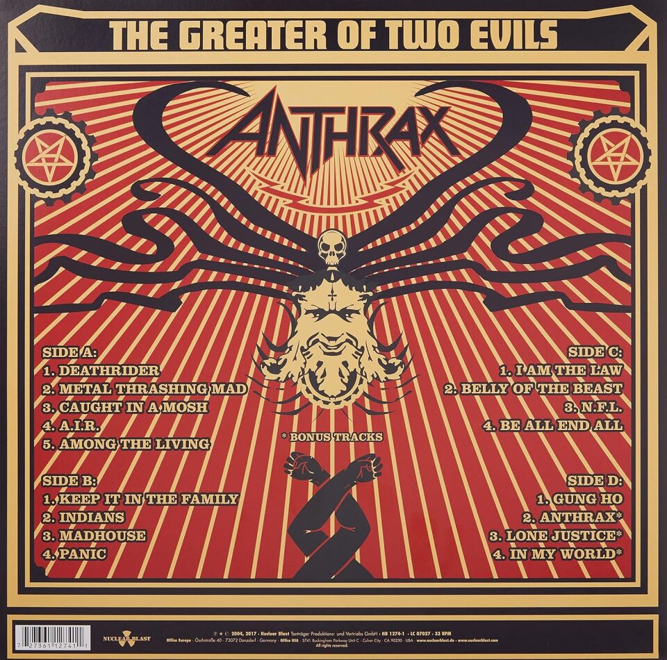 ANTHRAX - THE GREATER OF TWO EVILS (2004) - 2xLP 2022 EDITION SIFIR PLAK