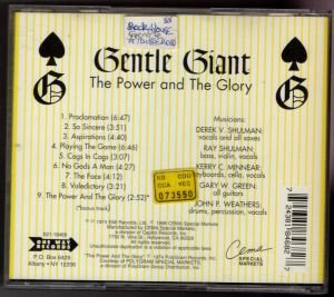 GENTLE GIANT – THE POWER AND THE GLORY (1974) - CD 2.EL