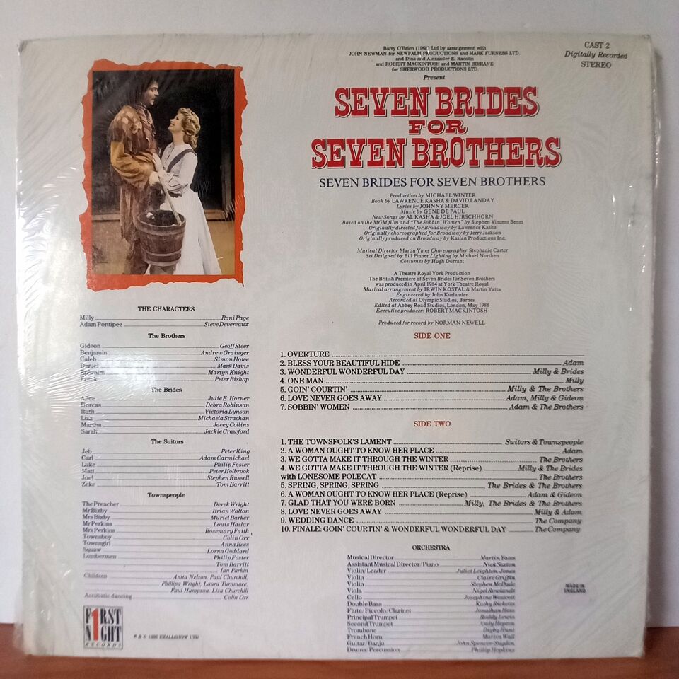 SEVEN BRIDES FOR SEVEN BROTHERS / ORIGINAL LONDON CAST ALBUM (1986) - LP DÖNEM BASKI SIFIR PLAK