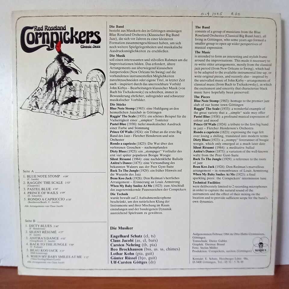 RED ROSELAND CORNPICKERS – RED ROSELAND CORNPICKERS (1984) - LP 2.EL PLAK