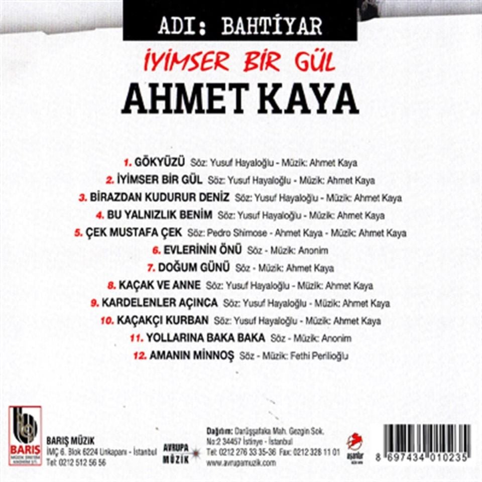 AHMET KAYA - İYİMSER BİR GÜL / ADI BAHTİYAR (1989) CD 2024 BASKI AMBALAJINDA SIFIR