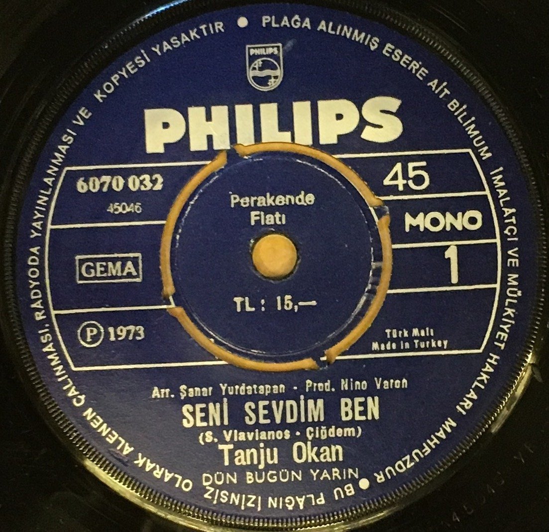 TANJU OKAN - SENİ SEVDİM BEN / GÜZEL YOK MU İNSAFIN 7'' 45 DEVİR