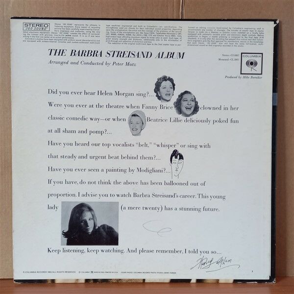 BARBRA STREISAND - THE BARBRA STREISAND ALBUM - LP 2.EL PLAK