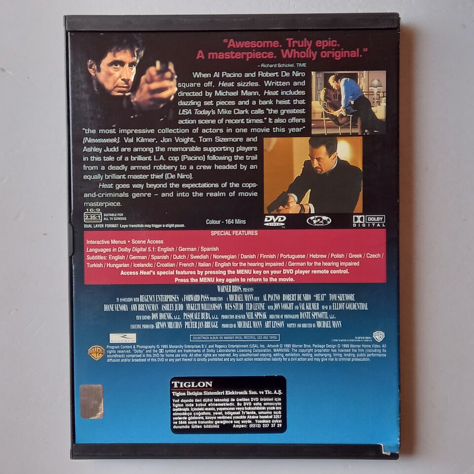 HEAT - AL PACINO, ROBERT DE NIRO, VAL KILMER - DVD SNAPCASE 2.EL