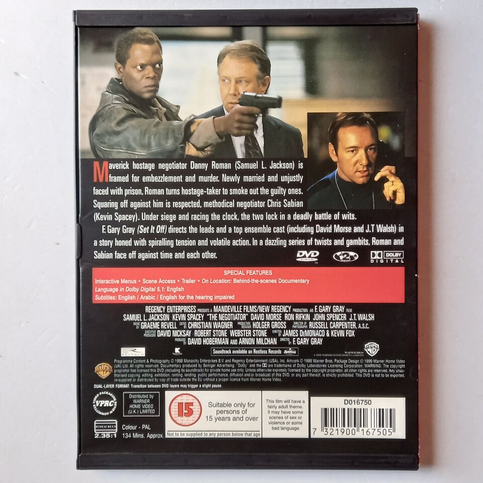 THE NEGOTIATOR - SAMUEL L. JACKSON, KEVIN SPACEY - DVD SNAPCASE 2.EL