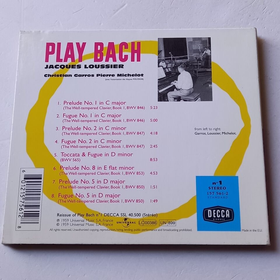 JACQUES LOUSSIER – PLAY BACH NO 1 (2001) - CD DIGIPAK 2.EL