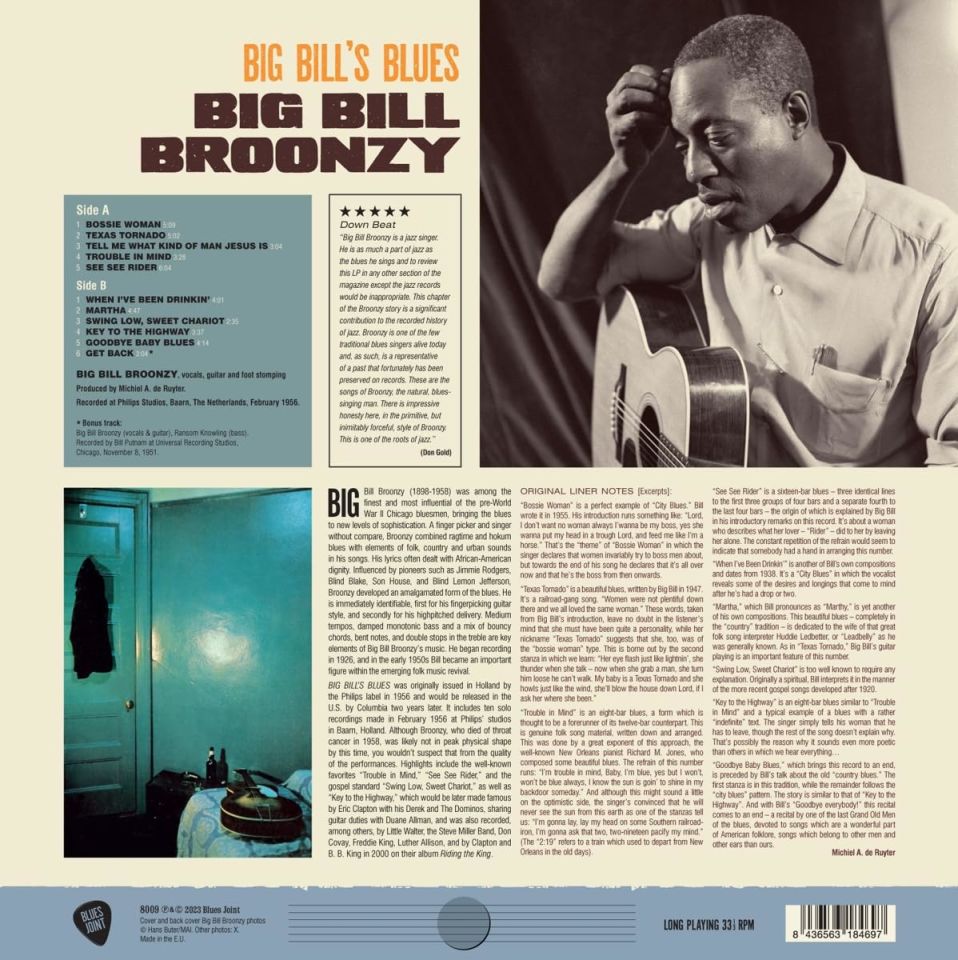 BIG BILL BROONZY - BIG BILL'S BLUES (1956) - LP 180GR 2023 EDITION SIFIR PLAK