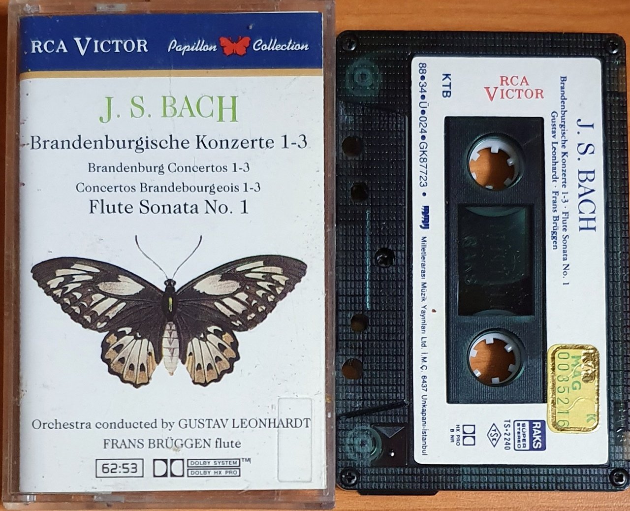 J.S. BACH / BRANDENBURGISCHE KONZERTE 1-3, FLUTE SONATA NO.1 (1988) - KASET MMY 2.EL
