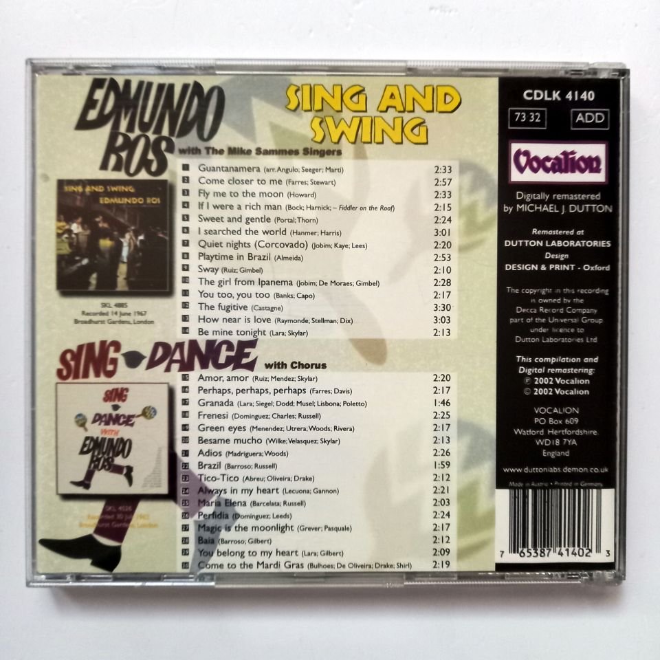 EDMUNDO ROS AND HIS ORCHESTRA – SING AND SWING / SING & DANCE (2002) - CD REMASTERED REISSUE 2.EL