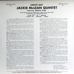 JACKIE McLEAN - LIGHTS OUT (1957) - PLAK SIFIR