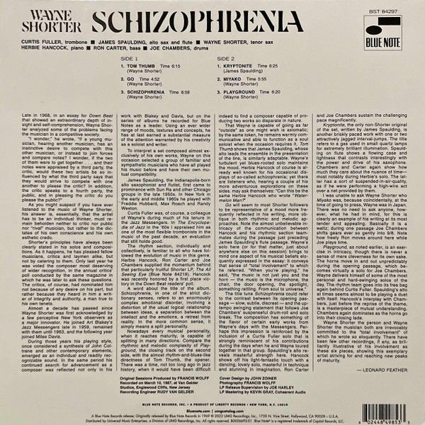 WAYNE SHORTER - SCHIZOPHRENIA (1969) - LP BLUE NOTE TONE POET SERIES 180GR 2023 EDITION SIFIR PLAK
