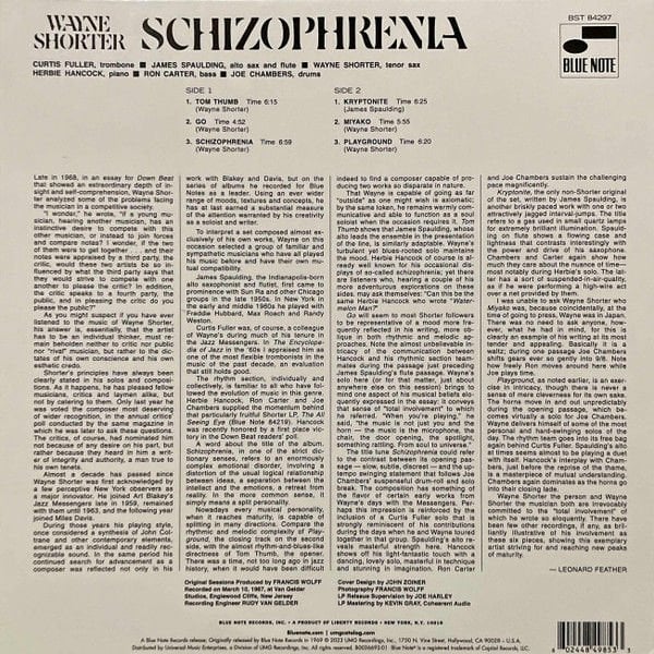 WAYNE SHORTER - SCHIZOPHRENIA (1969) - LP BLUE NOTE TONE POET SERIES 180GR 2023 EDITION SIFIR PLAK