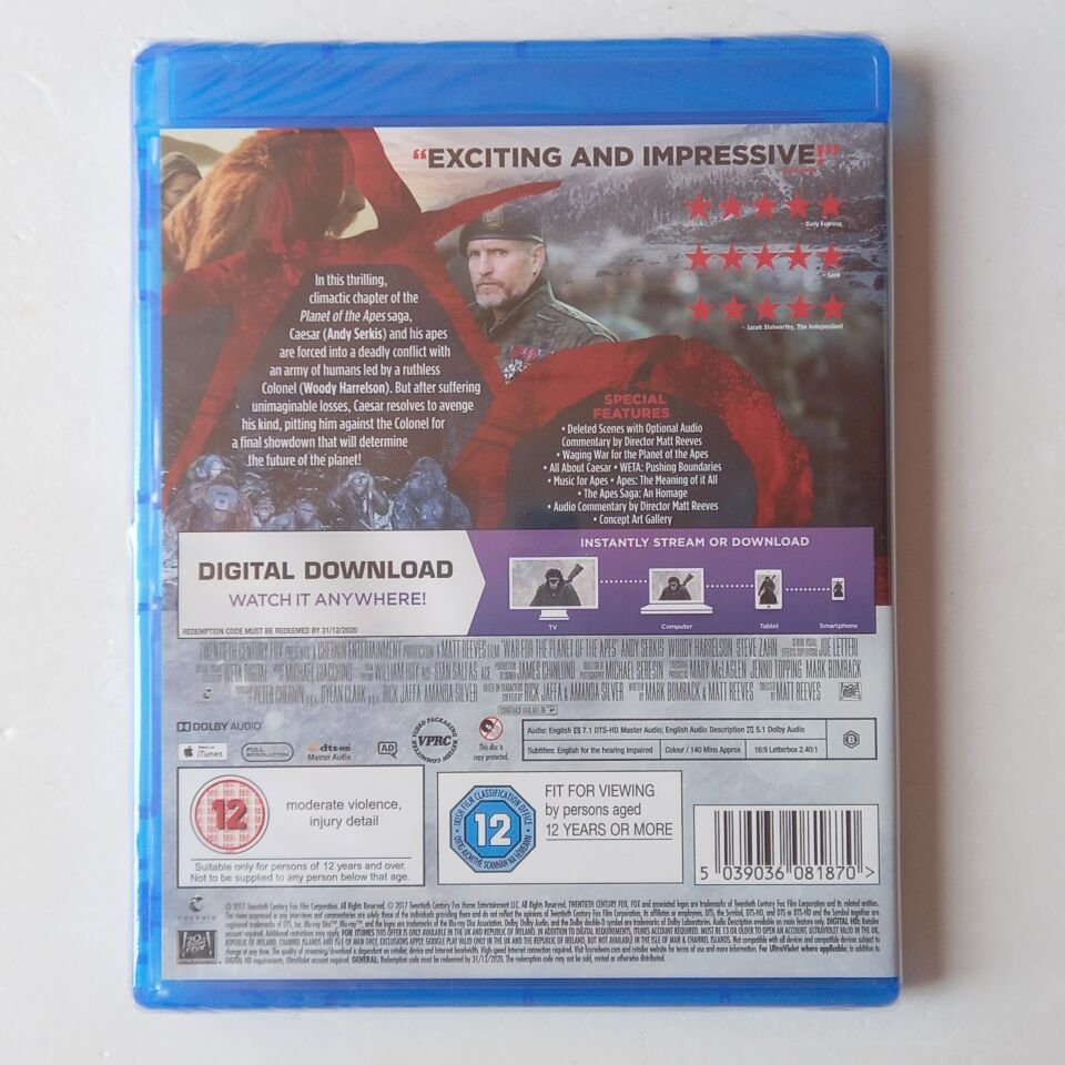 WAR FOR THE PLANET OF THE APES - MATT REEVES, ANDY SERKIS, WOODY HARRELSON - BLU-RAY AMBALAJINDA SIFIR