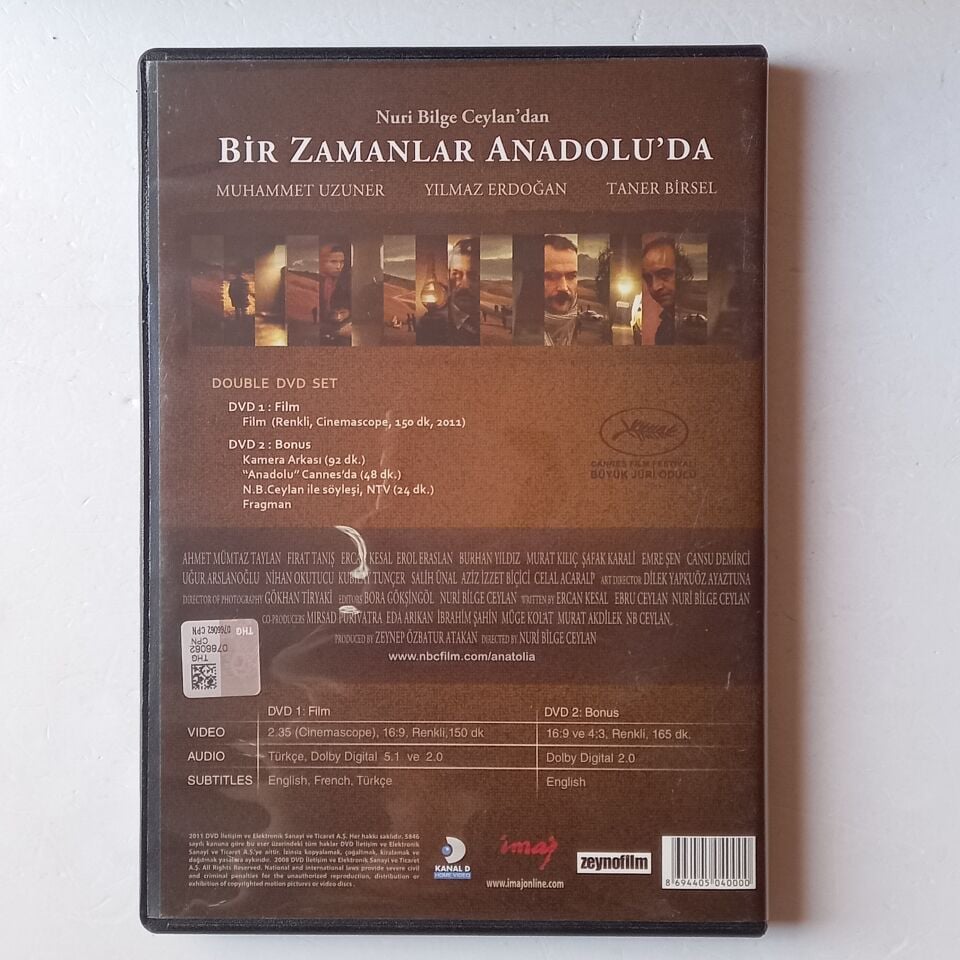 BİR ZAMANLAR ANADOLU'DA - NURİ BİLGE CEYLAN, MUHAMMET UZUNER, YILMAZ ERDOĞAN, TANER BİRSEL - 2DVD 2.EL