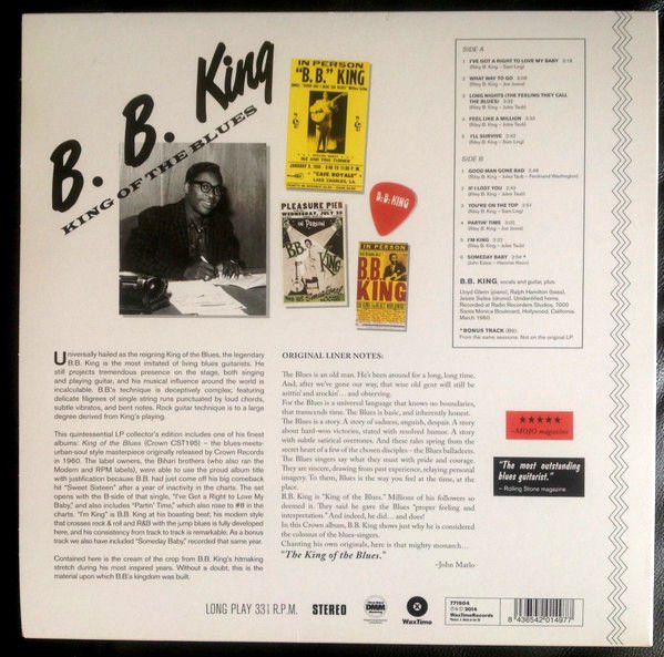 B.B.KING - KING OF THE BLUES (1960) - LP 180GR 2014 EDITION REISSUE SIFIR PLAK