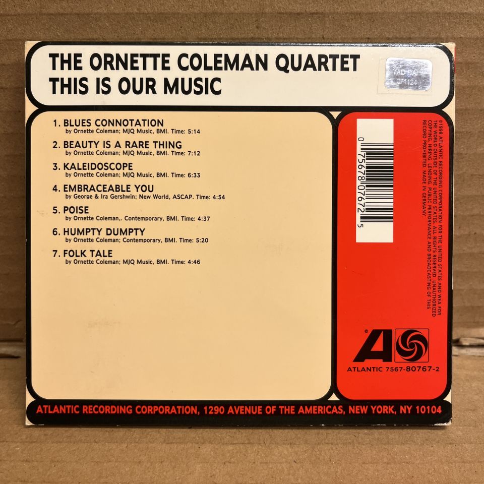 THE ORNETTE COLEMAN QUARTET – THIS IS OUR MUSIC (1960) - CD 1998 DIGIPAK 2.EL