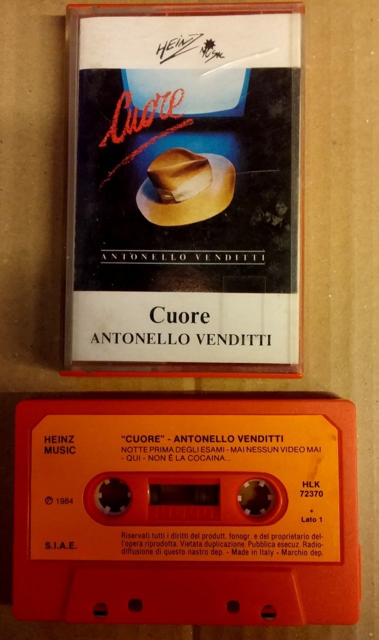 ANTONELLO VENDITTI - CUORE 1984 PAPER LABEL CASSETTE MADE IN ITALY ''USED''