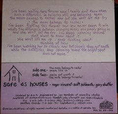 SAFE AS HOUSES - THE MOON BELONGS TO RACHEL (1990) - PLAK 2.EL