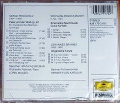 PROKOFIEV: PETER UND DER WOLF / MOZART: EINE KLEINE NACHTMUSIK / BRAHMS: VIER UNGARISCHE TANZE - CD DEUTSCHE GRAMMOPHON SIFIR