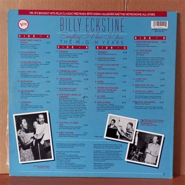 BILLY ECKSTINE – EVERYTHING I HAVE IS YOURS / THE M-G-M YEARS (1985) - 2LP 2.EL PLAK