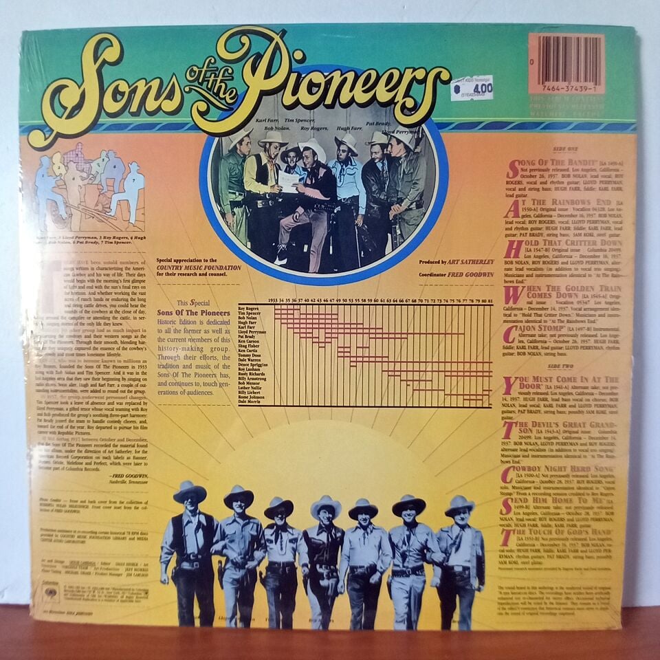 THE SONS OF THE PIONEERS – THE SONS OF THE PIONEERS (1982) - LP DÖNEM BASKI SIFIR PLAK