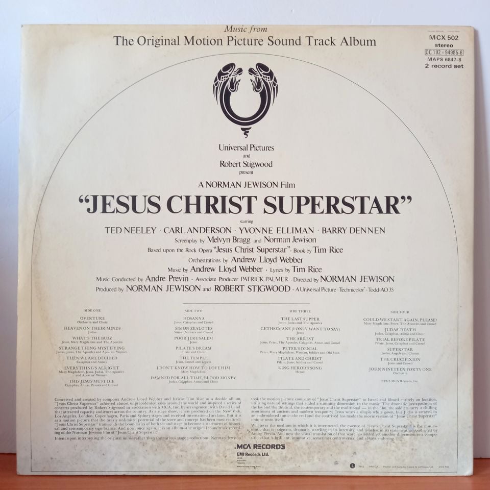 ANDREW LLOYD WEBBER & TIM RICE – JESUS CHRIST SUPERSTAR (1973) - 2LP 2.EL PLAK