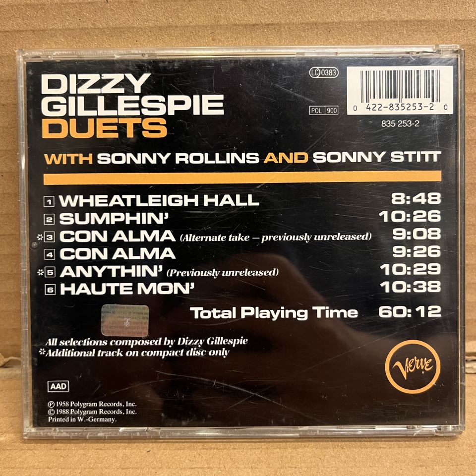 DIZZY GILLESPIE WITH SONNY ROLLINS AND SONNY STITT – DUETS (1958) - CD 1988 2.EL