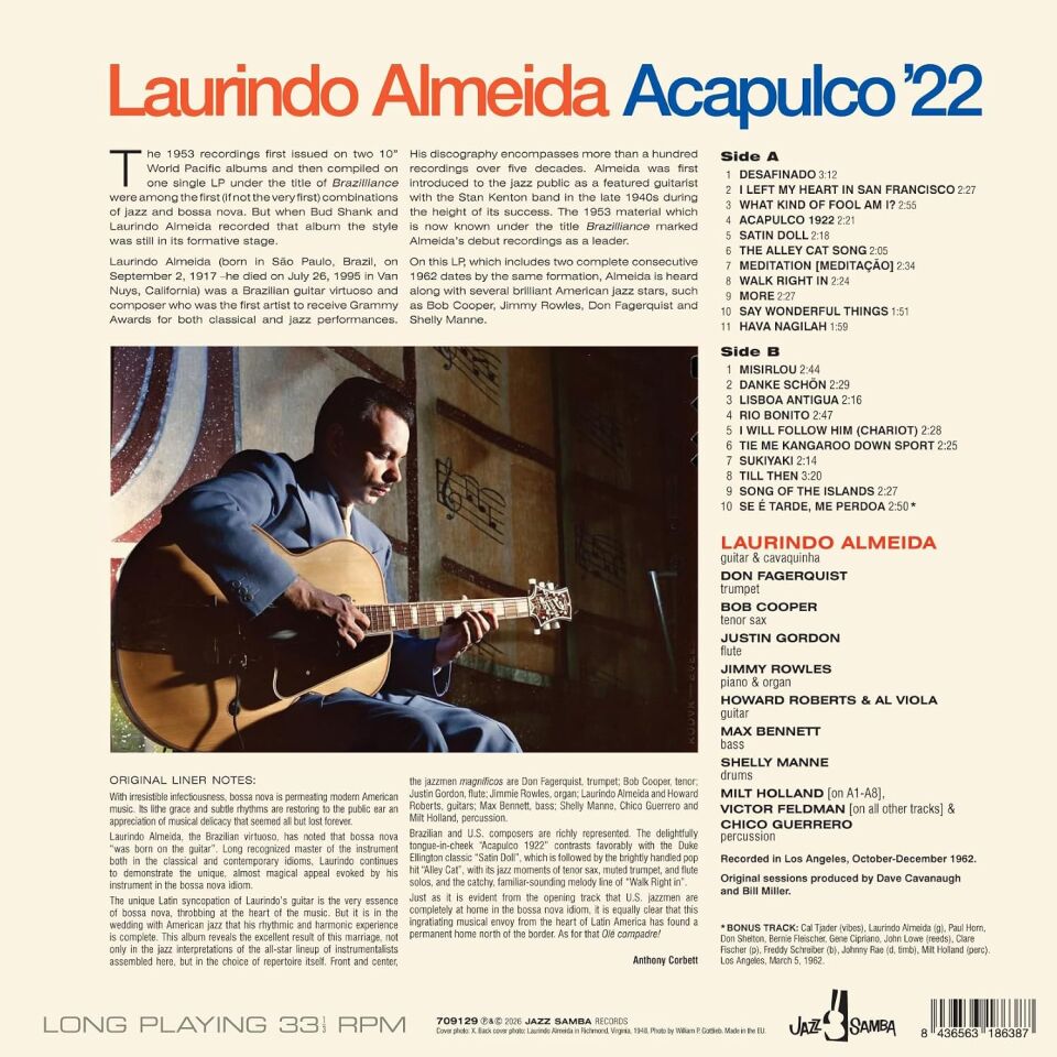LAURINDO ALMEIDA - ACAPULCO '22 (1967) - LP 180GR 2026 EDITION SAMBA , BOSSA NOVA , LATIN JAZZ SIFIR PLAK