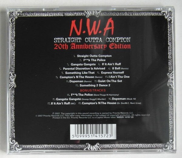 N.W.A – STRAIGHT OUTTA COMPTON / 20TH ANNIVERSARY EDITION (1989) - CD 2007 REISSUE JEWEL CASE AMBALAJINDA SIFIR