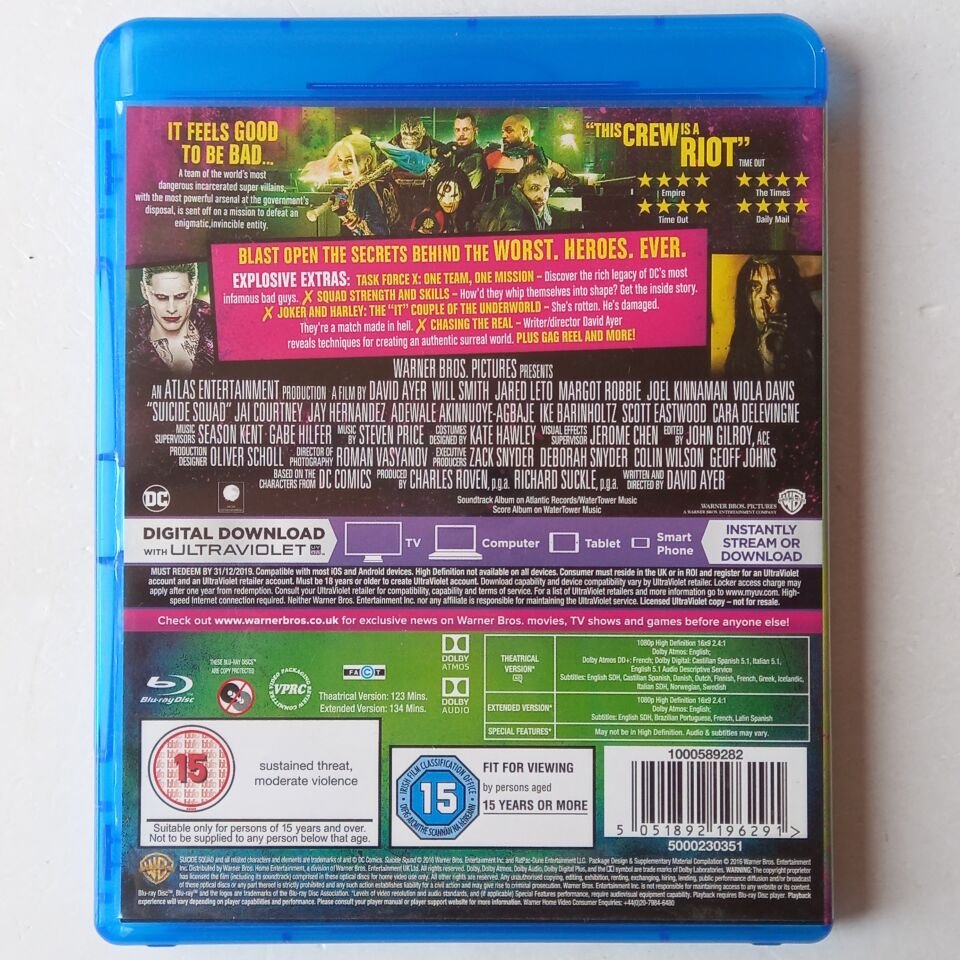 SUICIDE SQUAD - WILL SMITH, JARED LETO, MARGOT ROBBIE - BLU-RAY BÖLGE B 2.EL