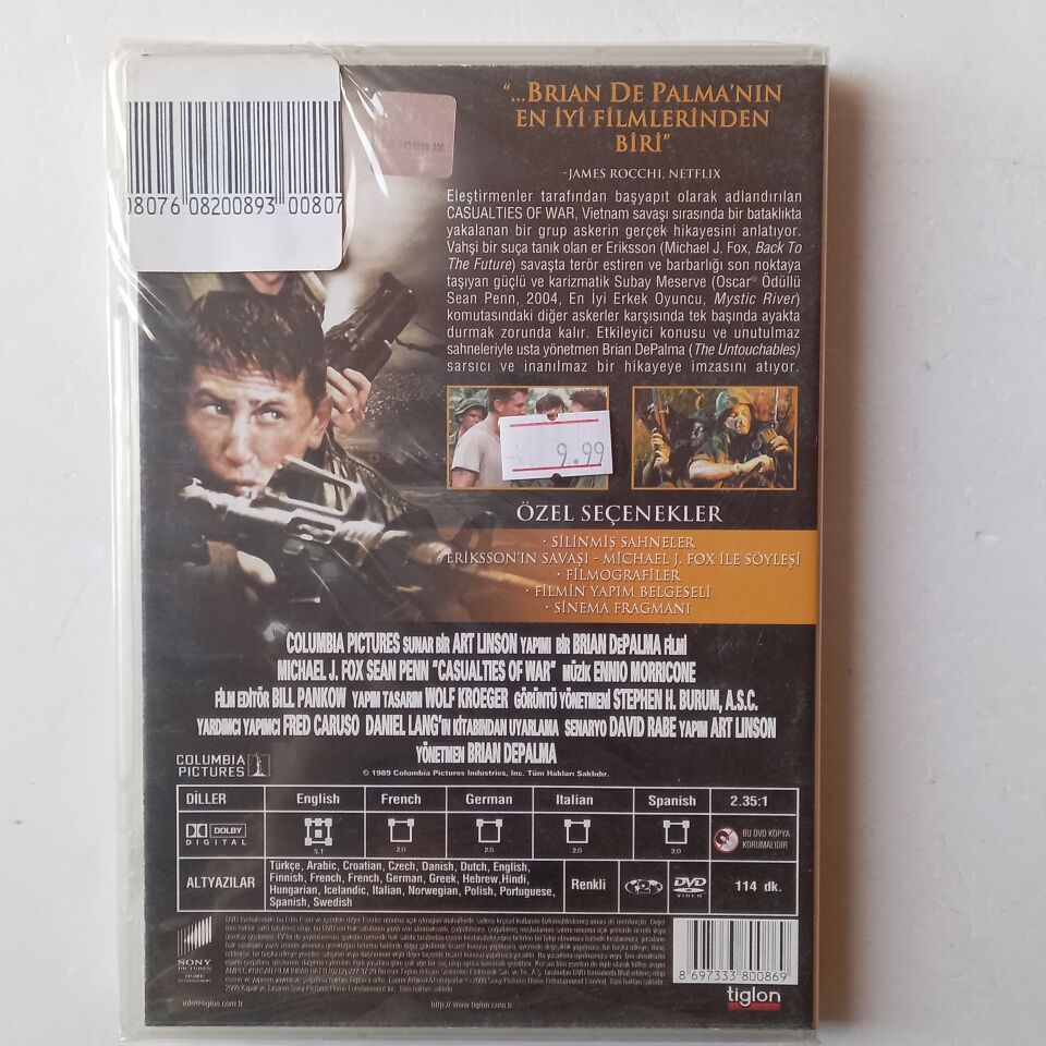 SAVAŞ GÜNAHLARI / CASUALTIES OF WAR - MICHAEL J. FOX, SEAN PENN - DVD AMBALAJINDA SIFIR