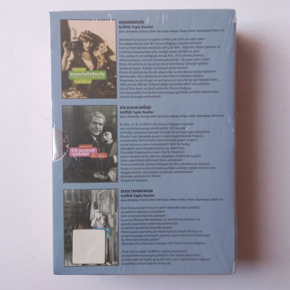 D.W. GRIFFITH - TOPLU ESERLER / BİR ULUSUN DOĞUŞU, KIRIK TOMURCUKLAR, HOŞGÖRÜSÜZLÜK - 3DVD AMBALAJINDA SIFIR