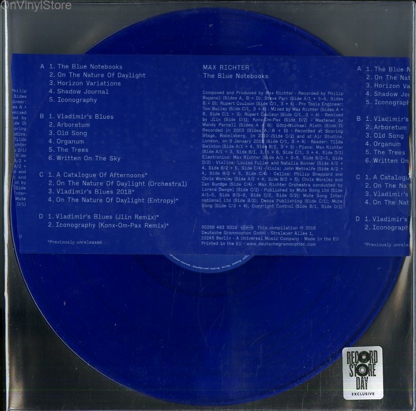 MAX RICHTER - THE BLUE NOTEBOOKS - 2LP RENKLİ PLAK SIFIR