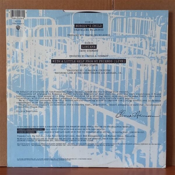 TRAVELING WILBURYS – NOBODY'S CHILD (1990) - 12'' 45RPM MAXI SINGLE 2.EL PLAK