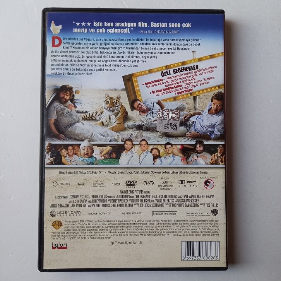 THE HANGOVER - FELEKTEN BİR GECE - BRADLEY COOPER - ED HELMS - ZACH GALIFIANAKIS - HEATHER GRAHAM - TODD PHILLIPS - DVD 2.EL