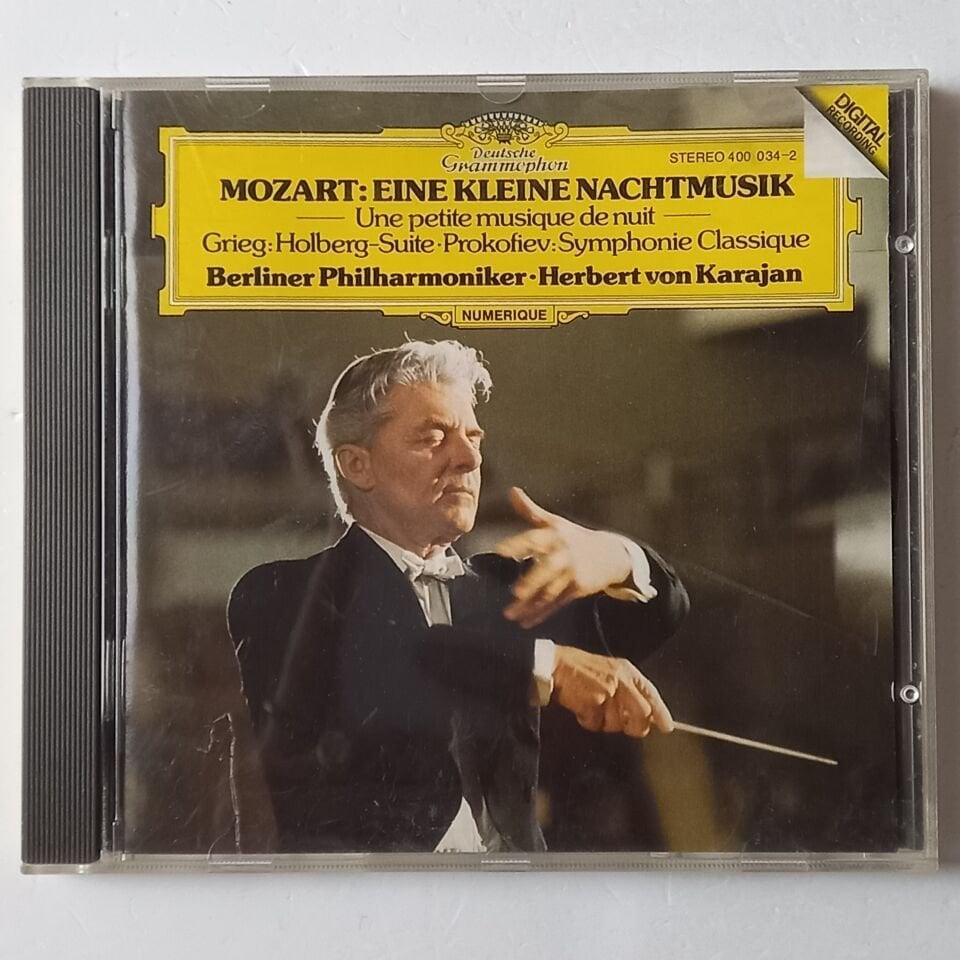 MOZART: EINE KLEINE NACHTMUSIK , GRIEG: HOLBERG-SUITE, PROKOFIEV:SYMPHONIE CLASSIQUE - BERLINER PHILHARMONIKER, HERBERT VON KARAJAN  (1982) - CD REISSUE 2.EL