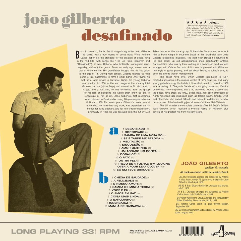 JOAO GILBERTO - DESAFINADO - LP COMPILATION LATIN JAZZ BOSSA NOVA 180GR 2024 EDITION SIFIR PLAK