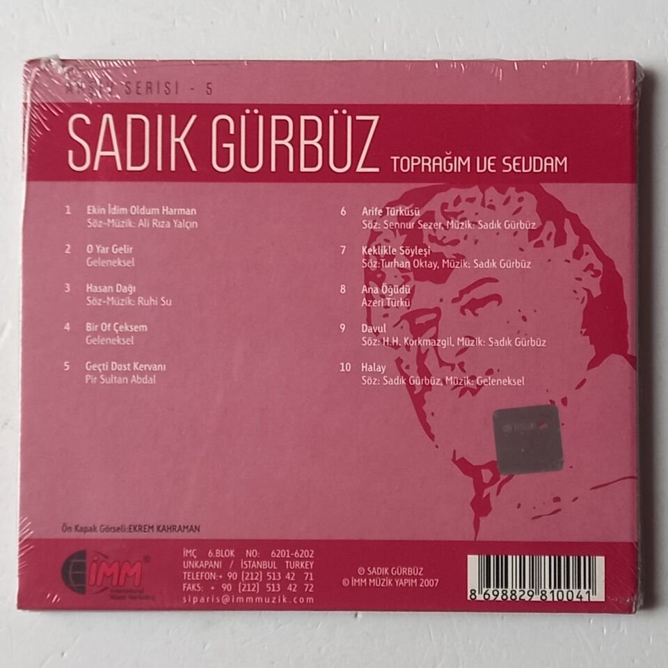 SADIK  GÜRBÜZ - TOPRAĞIM VE SEVDAM / ARŞİV SERİSİ 5 (2007) - CD AMBALAJINDA SIFIR